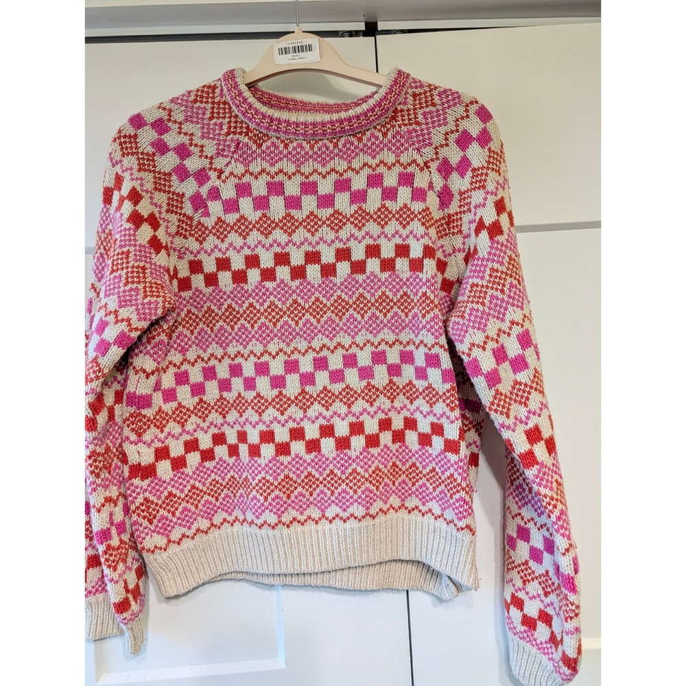 Marine Layer Archive Pink Orange Fair Isle Wool Blend Sweater Holiday 2023 L
